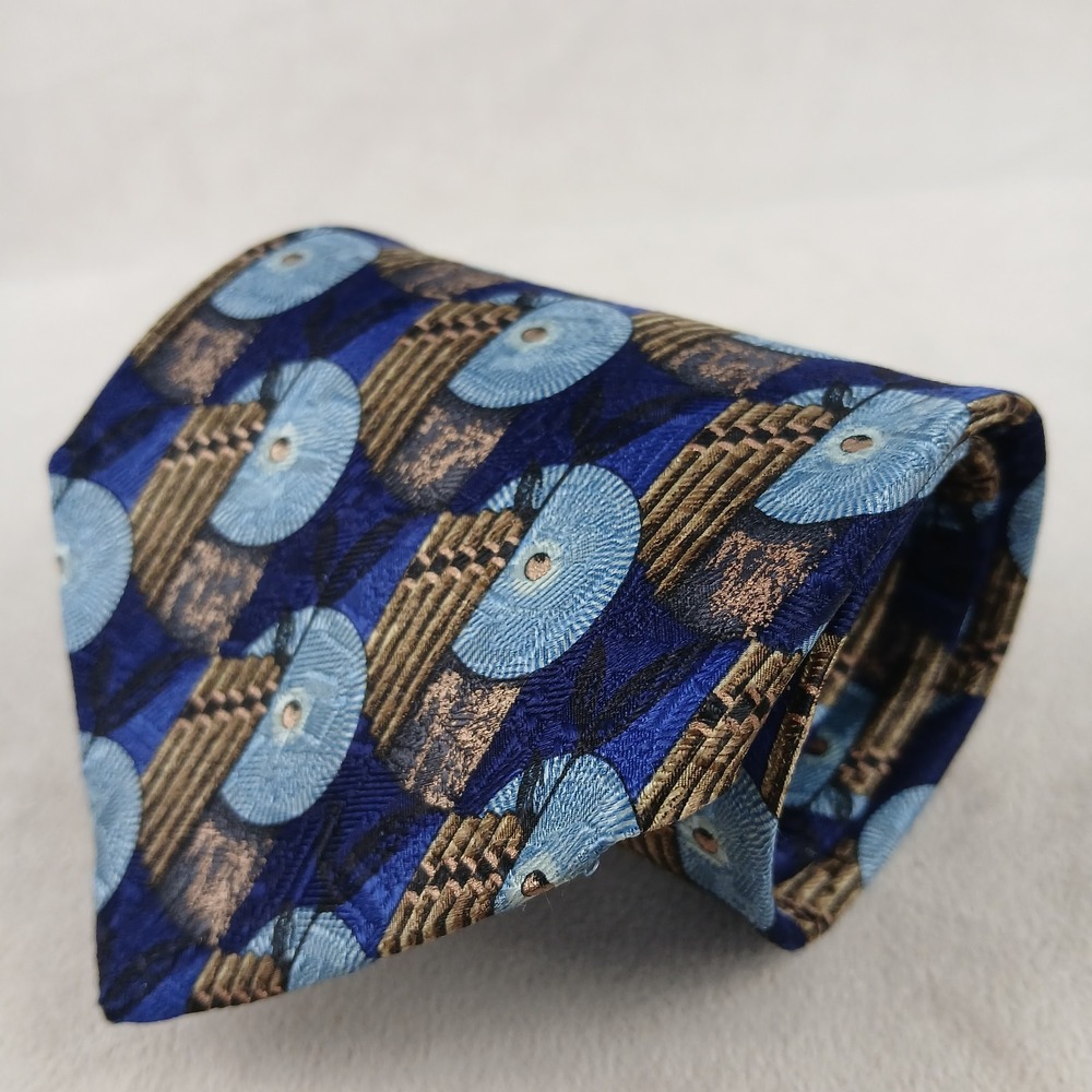 Ermenegildo Zegna 3.75x59 Mens Tie Silk‎ Cigar Italy Geometric